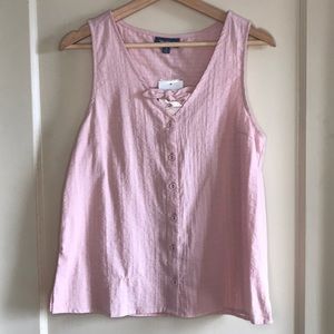 NWT Modcloth tie neck button up eyelet tank top